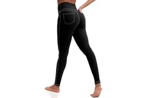 VOOVEEYA Leggings for Women High Waist, Yoga Pants with Pockets Tummy Control Workout Pants Stretchy Jeggings