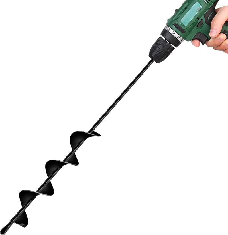 Longrun 2.4" Garden Earth Auger Drill Bit for Post Holes, Bulb Planting, Fits