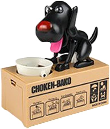 Amazon Mirumiru 可愛くて面白い 犬がお金を食べる おもしろい貯金箱 貯犬箱 黒 おもちゃ おもちゃ