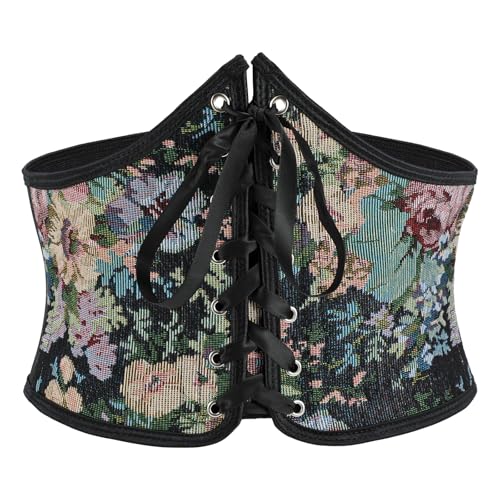 Women Lace-up Waspie Corset Belt Renaissance Medieval Costume Accessory Scarlet Darkness Renaissance Corset Belt Lace-up Tied Waspie  main image 3