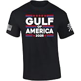 Gulf of America Men&rsquo;s Political Stars T-Shirt &ndash; USA Flag Graphic Tee &ndash; Casual Short Sleeve Cotton Top for Men &amp; Women