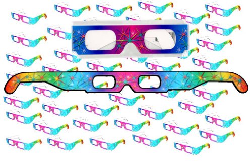50 Pairs - Ships Flat - Prism Diffraction 3D Fireworks Glasses - For Laser Shows, Raves by 3Dstereo Glasses