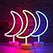 Neon Moon Lights, LED Moon Decor Neon Signs Art Decorations Crescent Night Lights Lamp for Party Supplies, Children Kids Girls Gift-Moon with Holder Base(Blue)