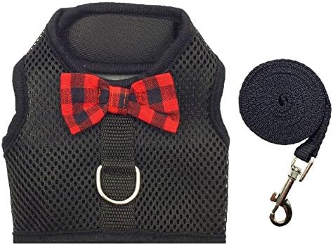FUNPET Escape Proof Cat Harness with Leash Soft Mesh and Adjustable Black S