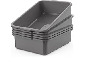 WYT 5-Pack Commercial Bus Tubs Box/Tote Box, Plastic Storage with Handles, Wash Basin Tub 8 Liter (Gray)