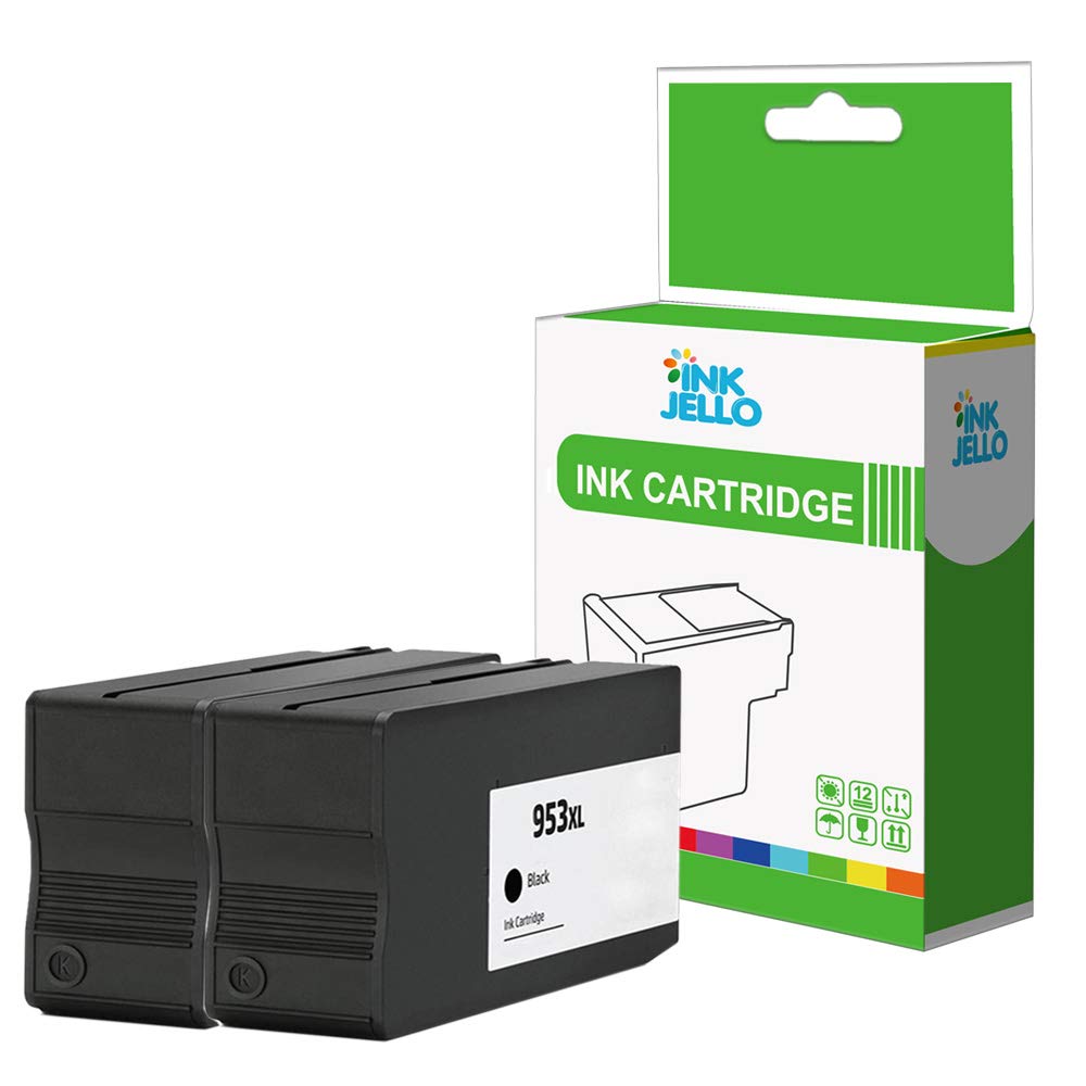 InkJello Ink Cartridge For Printer, Compatibile with HP Officejet Pro 7720 7730 7740 8210 8218 8710 8715 8716 8718 8720 8725 953XL (Black, 2-Pack)