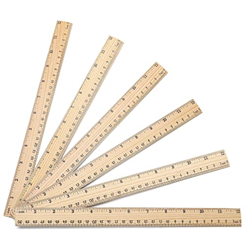 60 Pack Wooden Ruler 12 Inch Rulers Bulk Wood Measuring Ruler Office