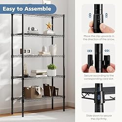 DUMOS 5 Tier Metal Wire Rack Shelf Heavy Duty