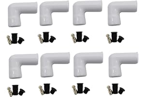 YUCHENSHLP 8Pcs Ceramic Spark Plug Boot Kit 90-Deg Straight White
