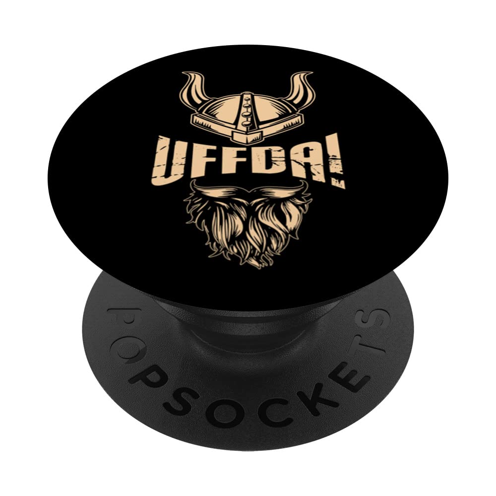 Uff Da American Norwegian Quote Roots Viking Helmet Beard PopSockets Swappable PopGrip