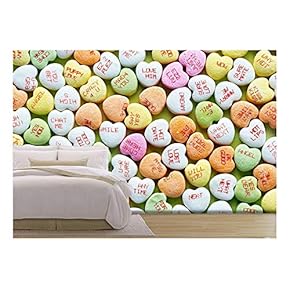 Heart Shaped Candies for Valentines Day - Removable Wall Mural | Self-Adhesive Large Wallpaper - 66x96 inches
