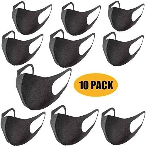 Germ Protection and Personal Health 5pcs/10pcs Thin Face Sponge Mask Washable Breathable Reusable Windproof Dust-Resistant Black 10PCS