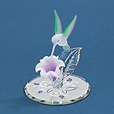 Glass Baron ~ Hummingbird with White and Lavender Flower
