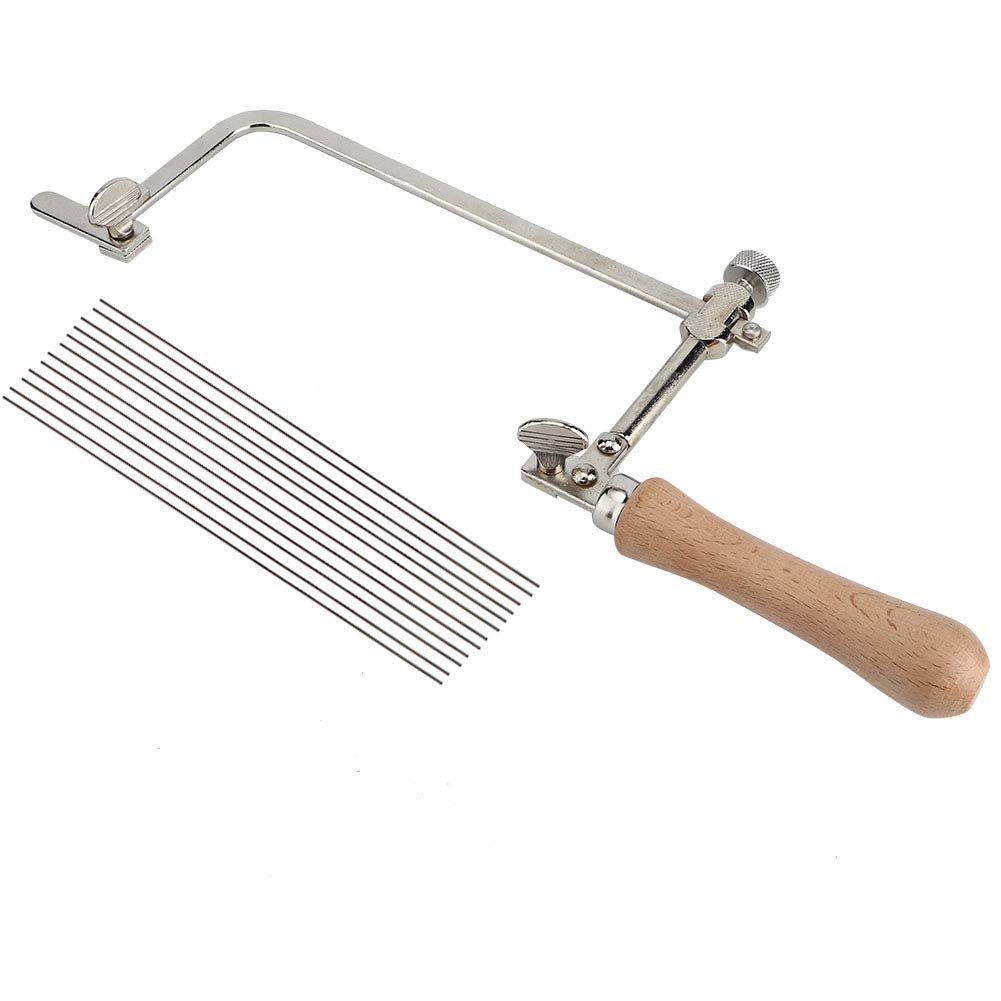 MUNEFE Jewelry Saw, Small Hacksaw, Metal Cutting Saw, Great for Beginners and Professionals to Practice and Make Projects(Wooden Handle Saw Bow + 12 Saw Blades)