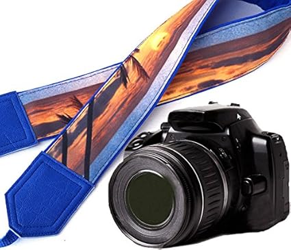 Amazon ビーチカメラストラップ 海カメラストラップ サンセットカメラストラップ 明るいブルーdslr Slrカメラ ストラップ 耐久性 ライト重量とwellパッド入りカメラstrap コード カメラ 双眼鏡用ストラップ ホルダー 通販