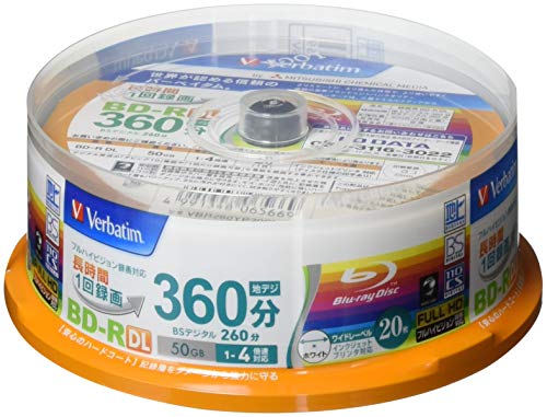 Verbatim Blu ray Disc 20 Spindle 50 GB 4X Speed BD R DL Printable 