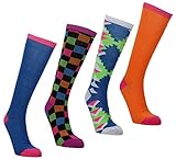 (Pack of 4) Women's Tall Colorful and Patterned Novelty Knee High Socks
