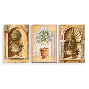 Canvas Wall Art Abstract Watercolor Vases Painting Artwork for Home Prints Framed - 16"x24" x 3 Panels