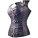 KIWI RATA Women's Punk Rock Faux Leather Buckle-up Corset Bustier Basque with G-String