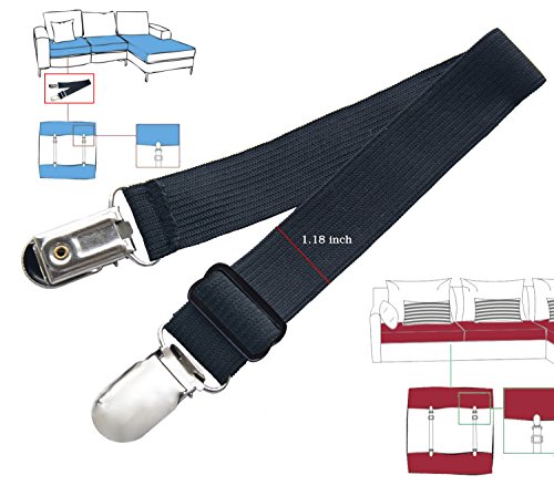 Korlon Adjustable Heavy Duty Bed Sheet (8 Pack), Cover Grippers Suspenders Holder Band Straps Clips Fasteners, Black