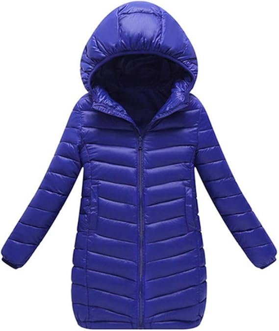 Amazon キッズ ダウンコート ジャケット ダウン 子供服 子ども 男の子 女の子 フード付き ロング丈 防寒 防風 中綿ジャケット アウター 110 150cm ネイビー 150 身長145cm 155cm コート ジャケット 通販