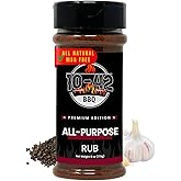 10-42 All-Purpose BBQ Rub Seasoning NO MSG, 0 Calorie | Premium Edition, All Natural Dry Meat Rubs for Chicken, Turkey, Pork, Beef, Steak, Ribs, Brisket, and Vegetables| Smoking & Grilling Spice| 6 oz