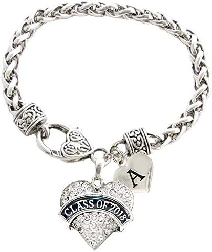 Bracelet Custom Class of 2018 Graduation Gift Heart Clasp Jewelry Choose Initial Bracelet