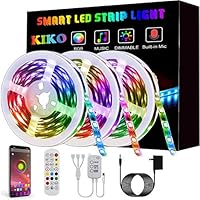 LED Strip Lights, KIKO Smart Color Changing Rope Lights 49.2ft15m SMD 5050 RGB Light Strips with Bluetooth Controller...