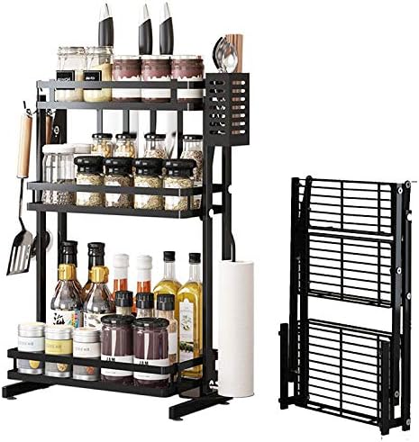 Amazon Co Jp スパイスラック キッチン 3層 一体式設計 調味料 ラック 収納ラック ステンレス ボトルラック 1秒で折りて 日本の取扱説明書 付属品付き ホーム キッチン