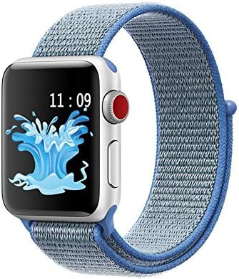 Sport Band Compatible with Apple Watch 44mm, Leagway Hook & Loop Fastener, Adjustable Closure Wrist Strap Breathable Woven Nylon Replacement Band Compatible with iwatch Series 4 (Tahoe Blue, 44mm)