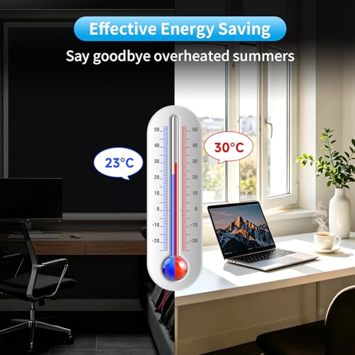 Window Blackout, 300 x 145 cm Sun Protection Window Blackout 100% Opaque, 420D Oxford Blackout Roller Blind, No Drilling, Suitable for Any Size Shape, for Holidays