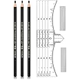 Microblading Eyebrow Pencil Brow Mapping Pencil Ruler Razor Set For Marking, Filling And Outlining, Tattoo Makeup Kit And Permanent Makeup Eye Brow Liners (Black)