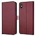 ZOVER iPhone Xs Case, iPhone X Wallet Case with Genuine Leather Case Kickstand Feature Card Slots and Magnetic Closure for Apple Phone XS/X Gift Box Wine Red