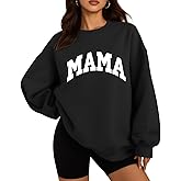 DOOLECK Mama Sweatshirts Oversized Crewneck Long Sleeve Mom Sweatshirt Graphic Casual Loose Fit Pullover