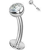 RL ROSARY LAND G23 Titanium 14G Belly Button Rings for Women Threadless Push In Floating Belly Navel Piercing Jewelry 10mm Curved Barbell (Sliver)