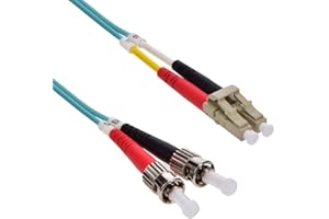 MyCableMart 2 Meter LC/ST Multi-Mode Duplex OM3 OFNR 2.0mm 50/125 Aqua Fiber Optic Network Cable