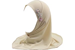 Modest Beauty Girls Muslim Hijab Arab Scarf Islamic Headscarf for Kids with 3 Flowers