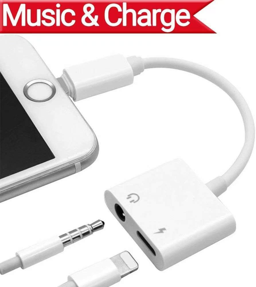 WBSZDS Headphone Adapter to 3.5 mm Jack Adapter Charge for iPhone Audio +Charger Adapter Headset AUX Audio Charge & Audio for iPhone X/XS/XR 8 /8Plus 7/7 Plus Support Listen Music and Charge 12 System