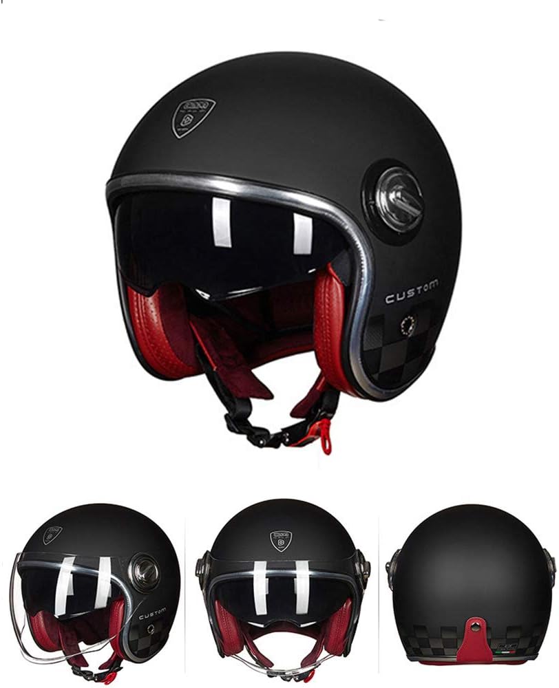 3/4 Cafe Racer Cruiser Chopper Open Face Retro Helmet Motorcycle Crash Harley Helmet Motocross Light Weight Half Helme DOT Certification