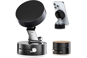 VORDEX Jiexily Vacuum Suction Magnetic Phone Holder, 2025 New Magnetic Suction Phone Mount, Foldable and Retractable Double-Sided Magnetic Phone Holder for All Phones (Black)