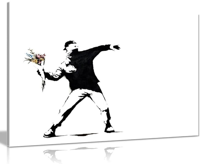 Amazon.com: Banksy Flower Thrower Canvas Wall Art Picture Print