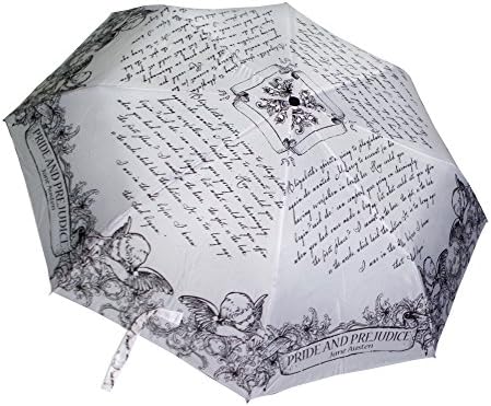 "Pride and Prejudice" printed quote on the umbrella