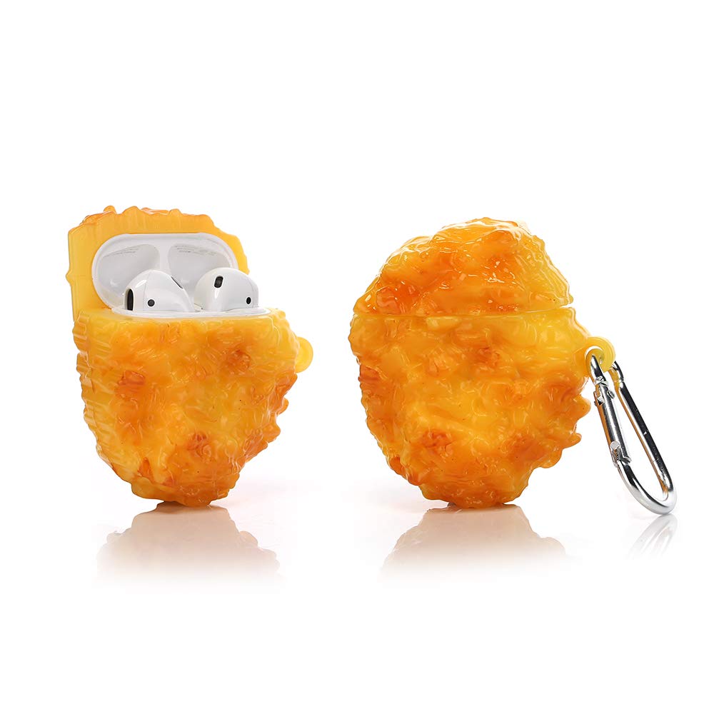 YIGEYI Silicone Case Compatible with Airpods 1&2 Funny Cute 3D Cartoon Cover [Simulation Food Series] (Fried Chicken Nuggets)