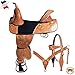 HILASON 15″ Treeless Horse Saddle American Leather Trail Barrel Tack Setthumb 1