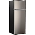 Upstreman 7.7 Cu.Ft. Refrigerator with Freezer, Double Door, Adjustable Thermostat, Large Capacity, Reversible Door Swing, Refrigerator for Apartment, Office, Dorm, Stainless (BD75)