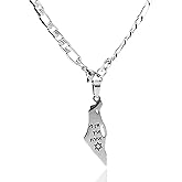 SANDOO Israel Map Necklace with Star of David - Jewish Jewelry,Stand with Israel & Show Support,Jewelry Gift for Men,Women,Stainless Steel