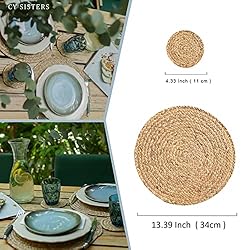 CY SISTERS Round Placemats Set of 6 Rattan
