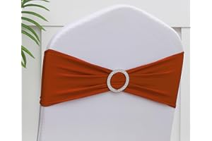 Gankar Terracotta Chair Sashes 50 Pack, Burnt Orange Spandex Chairs Sashes for Halloween Wedding, Birthday, Party Decor, Sashes for Folding Chair Covers.