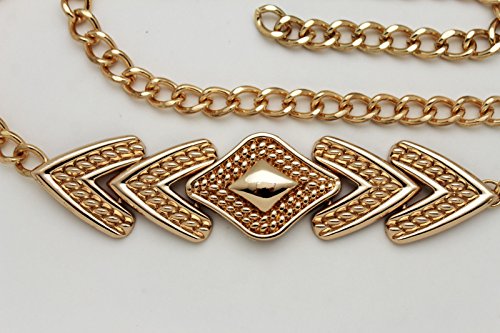 TFJ Women Fashion Metal Chains Belt Hip High Waist Gold Long Buckle Plus Size M L Xl