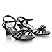 Children Girls Block Heel Sandal - Kids Bow Glitter Dress Shoes